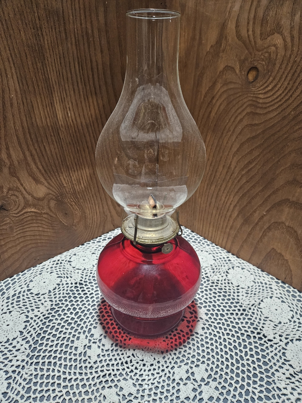 Red Glass Oil Lamp by